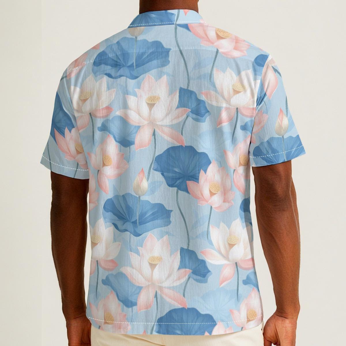 Blue Lotus (Cotton Button Shirt)-Cotton Button Shirt-Swish Embassy