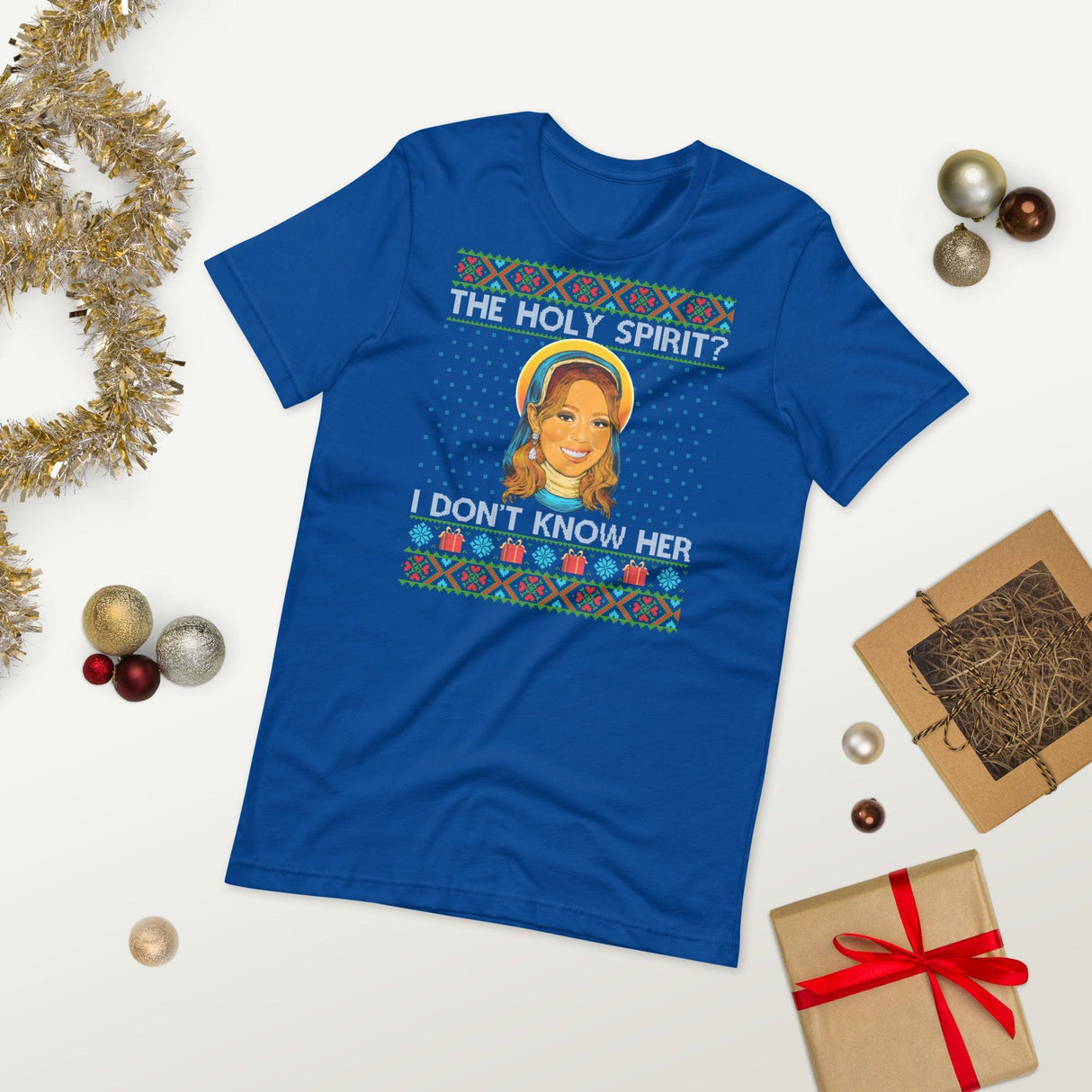 Holy Spirit? I Don't Know Her (Ugly Christmas)-T-Shirts-Swish Embassy