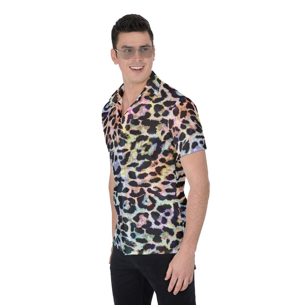 Rainbow Leopard (Button Shirt)-Button Shirt-Swish Embassy