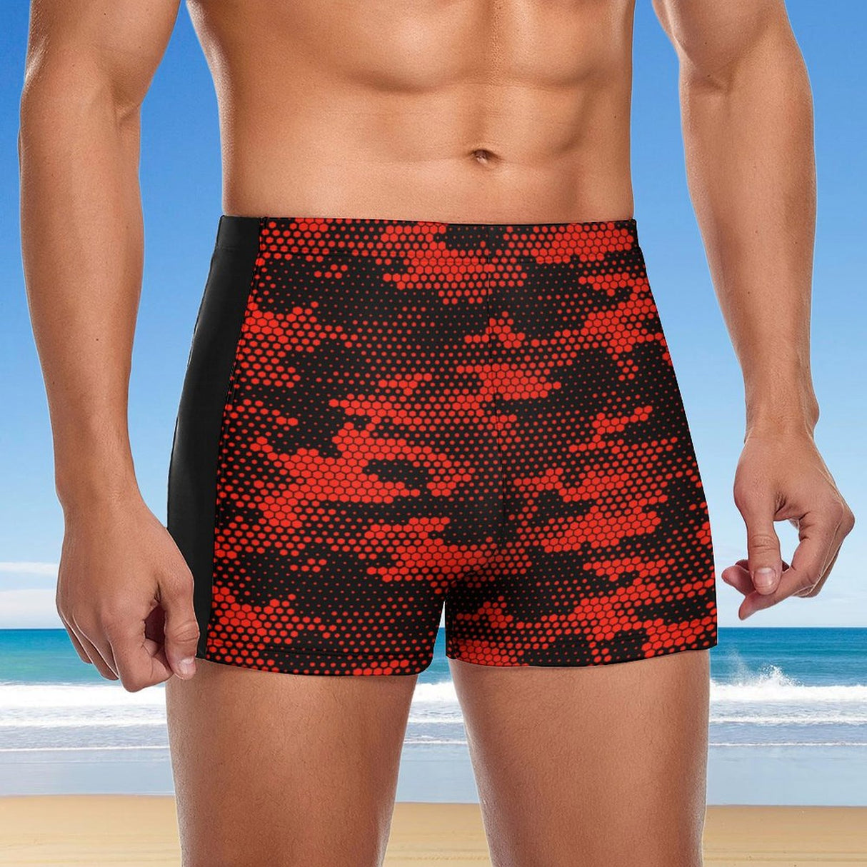 Red Camo (Square Cut Trunks)-Square Cut Trunks-Swish Embassy