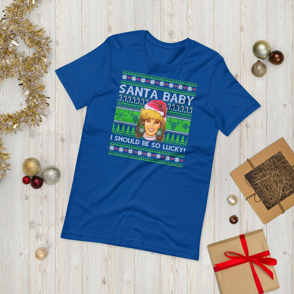 Santa Baby I Should Be So Lucky (Ugly Christmas)-T-Shirts-Swish Embassy