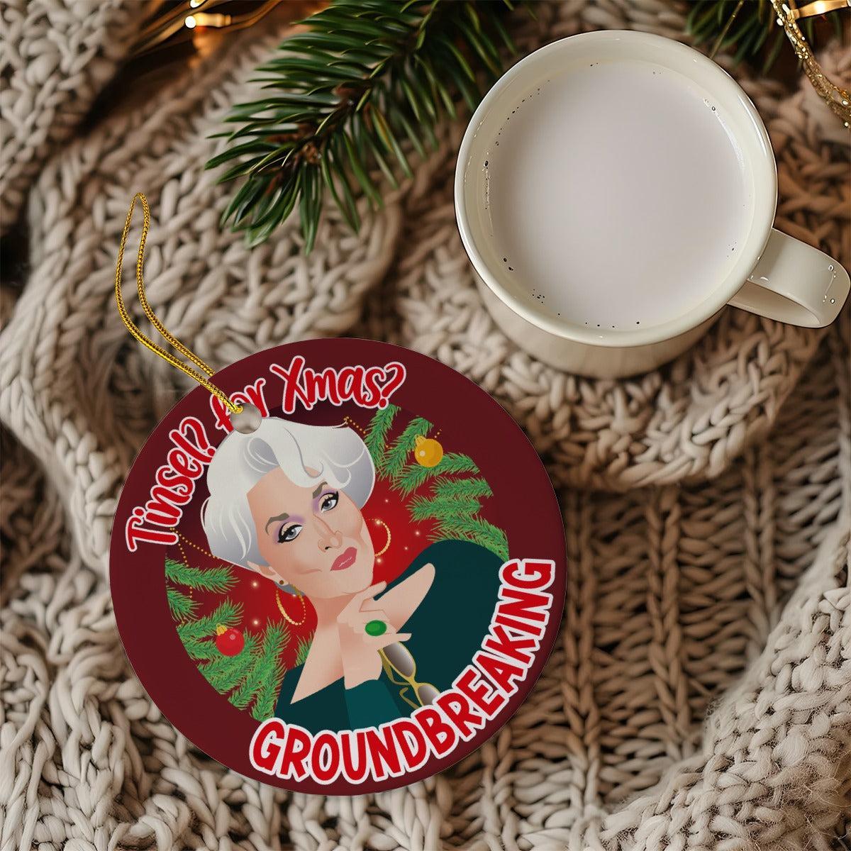 Tinsel for Xmas? Groundbreaking (Ceramic Holiday Keepsake)-Ceramic Holiday Keepsake-Swish Embassy