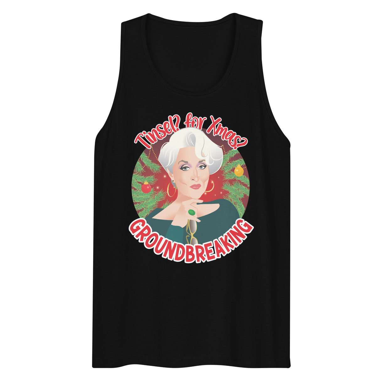 Tinsel for Xmas? Groundbreaking (Tank Top)-Christmas Tank Tops-Swish Embassy