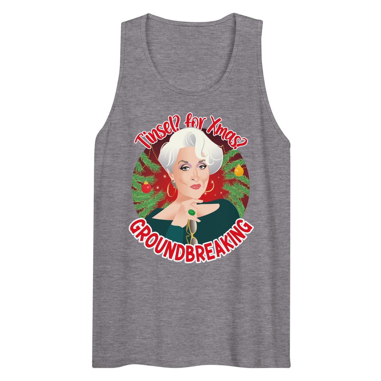 Tinsel for Xmas? Groundbreaking (Tank Top)-Christmas Tank Tops-Swish Embassy
