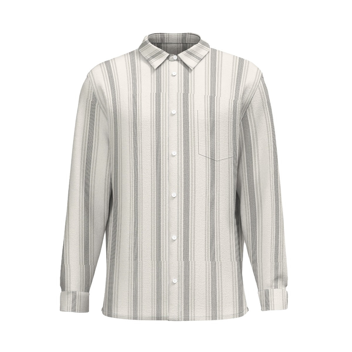 Ivory Stripes (Cotton Long Sleeve Shirt)-Cotton Long Sleeve Button Shirt-Swish Embassy
