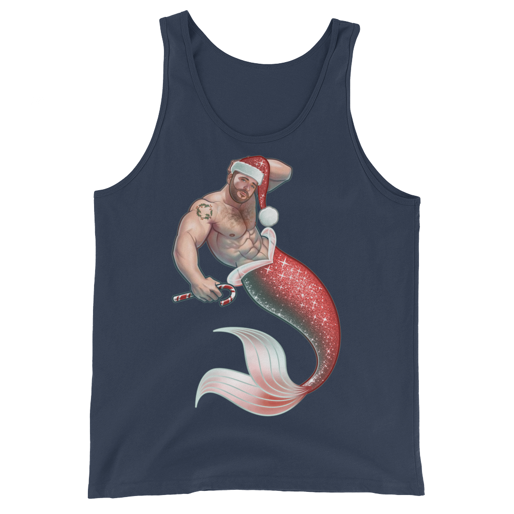 Merman Christmas (Tank Top)-Christmas Tank Tops-Swish Embassy