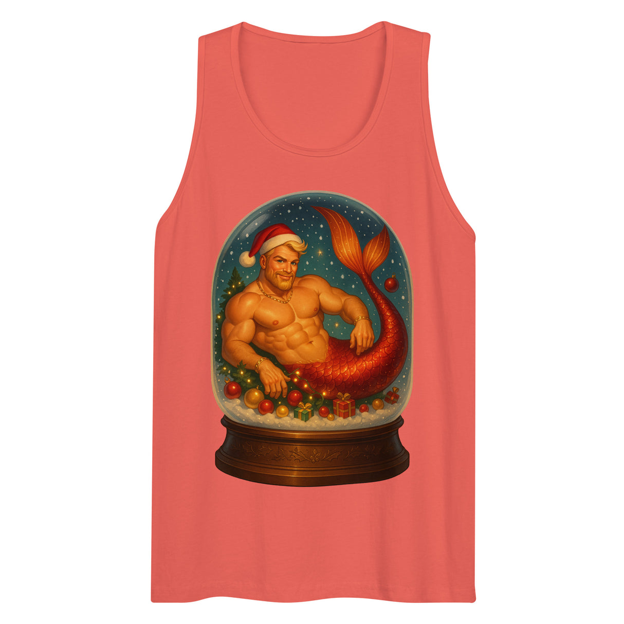 Merman in a Snow Globe (Tank top)-Christmas Tank Tops-Swish Embassy
