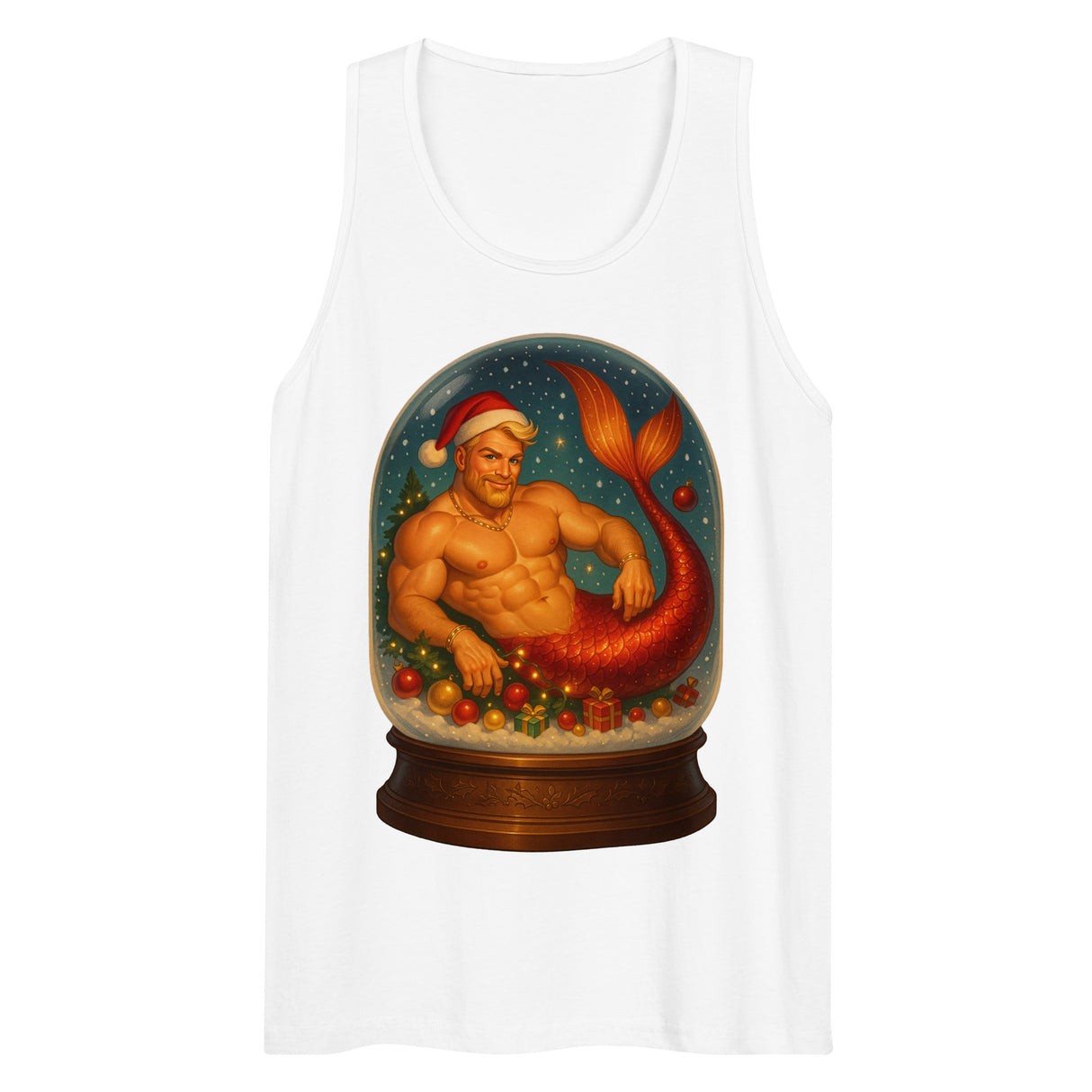 Merman in a Snow Globe (Tank top)-Christmas Tank Tops-Swish Embassy
