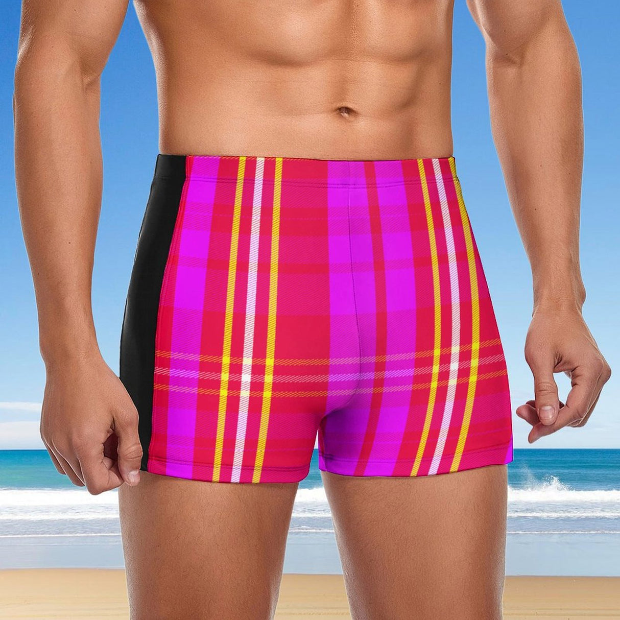 Pink Plaid Club (Square Cut Trunks)-Square Cut Trunks-Swish Embassy