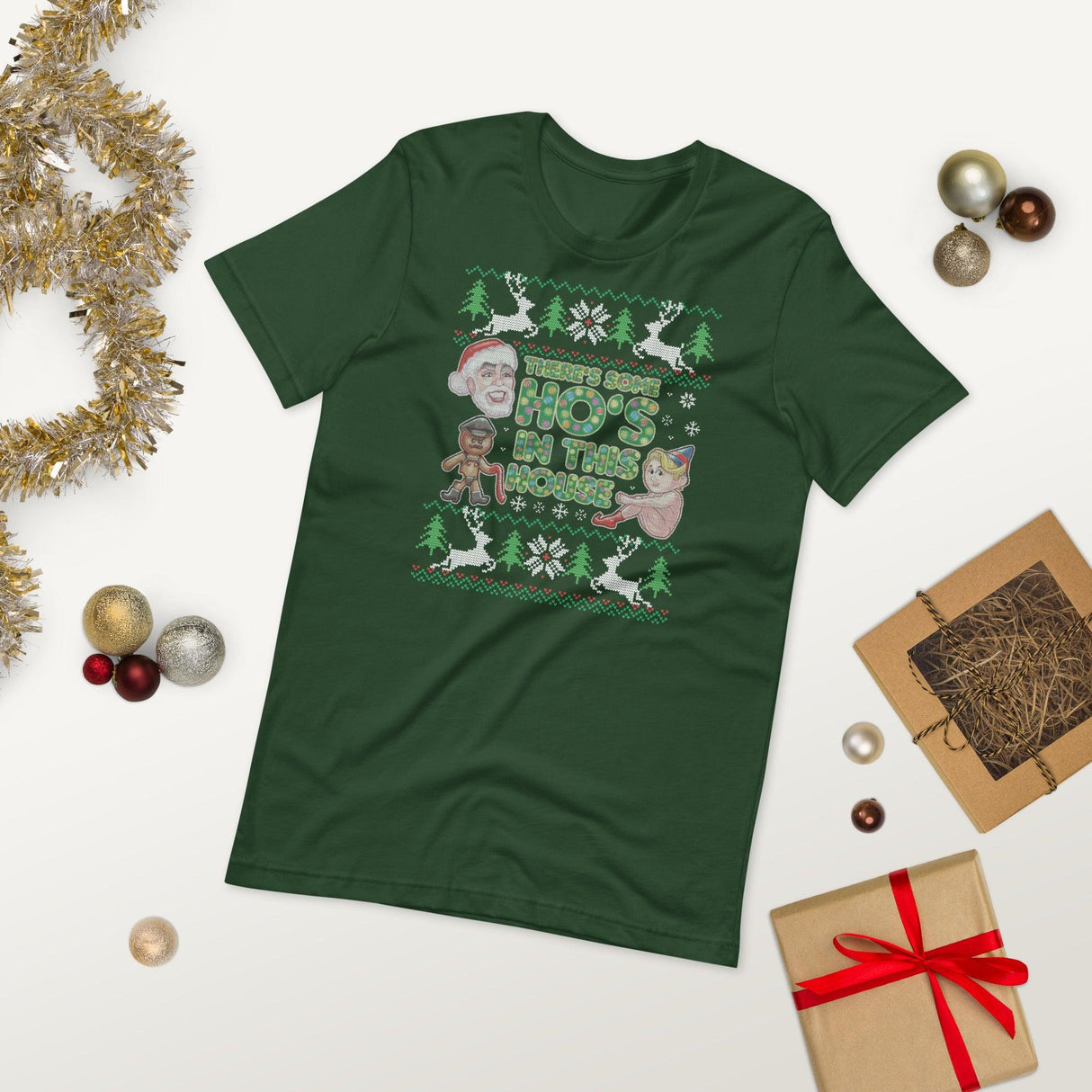 Hos In This House (Ugly Christmas)-T-Shirts-Swish Embassy