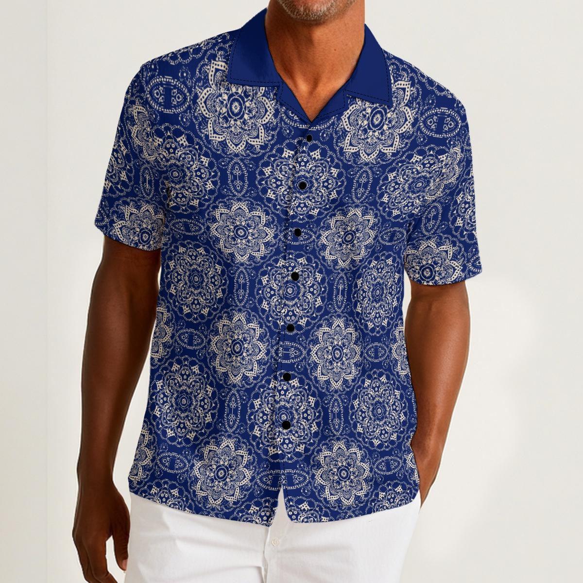 Blue Mendala (Cotton Button Shirt)-Cotton Button Shirt-Swish Embassy
