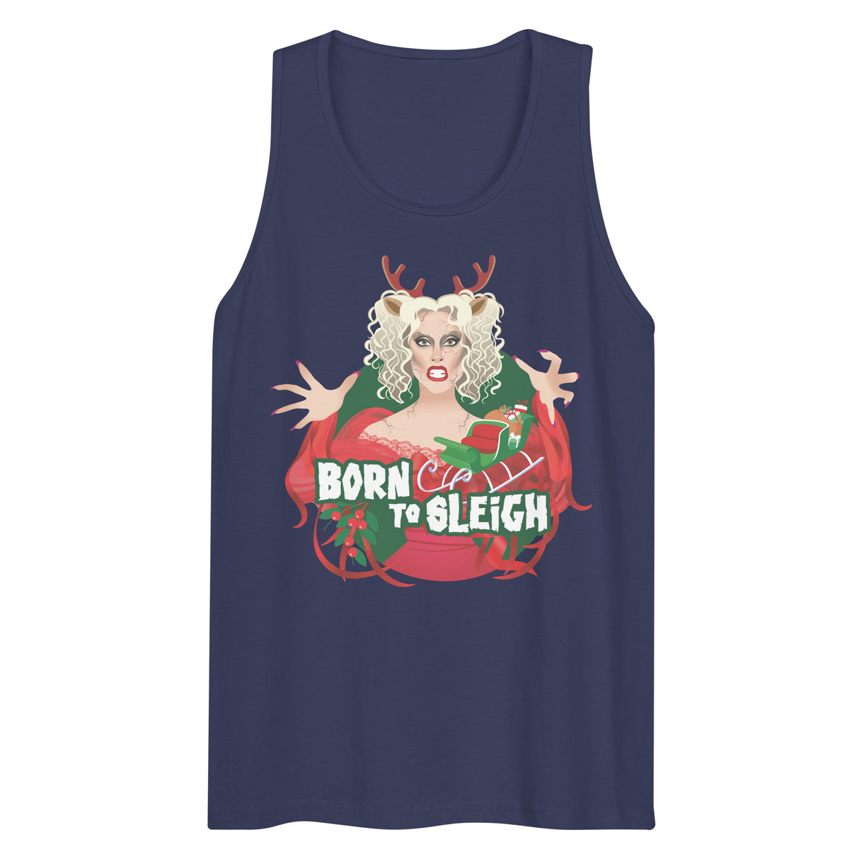 Born to Sleigh (Tank top)-Christmas Tank Tops-Swish Embassy