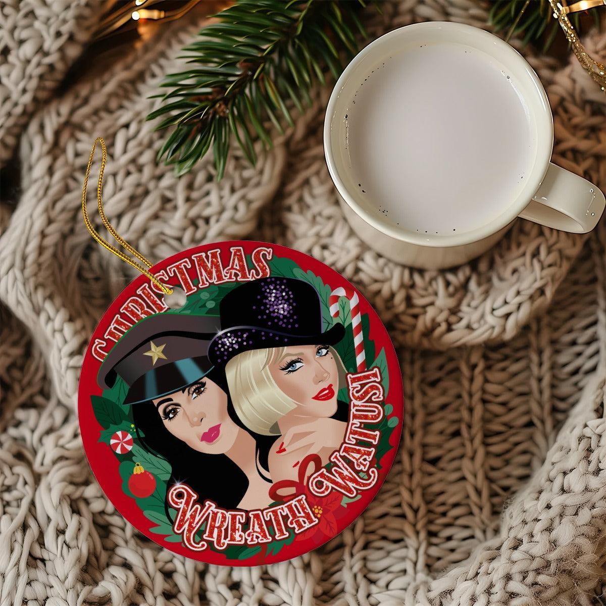 Christmas Wreath Watusi (Ceramic Holiday Keepsake)-Ceramic Holiday Keepsake-Swish Embassy