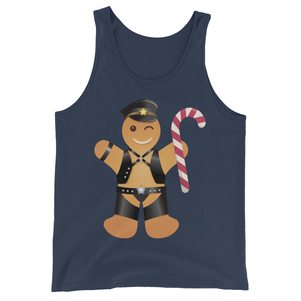 Gingerbread Leather Man (Tank Top)-Christmas Tank Tops-Swish Embassy