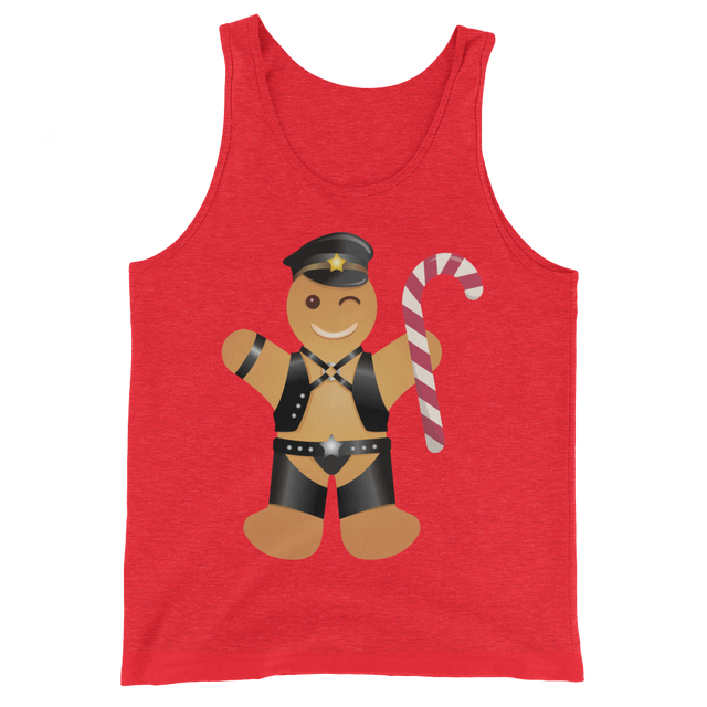 Gingerbread Leather Man (Tank Top)-Christmas Tank Tops-Swish Embassy
