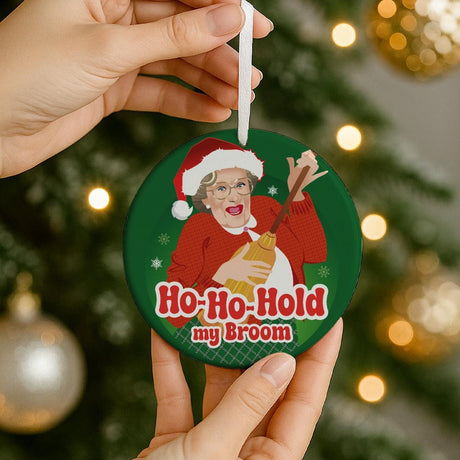 Ho Ho Hold My Broom (Ceramic Holiday Keepsake)-Ceramic Holiday Keepsake-Swish Embassy