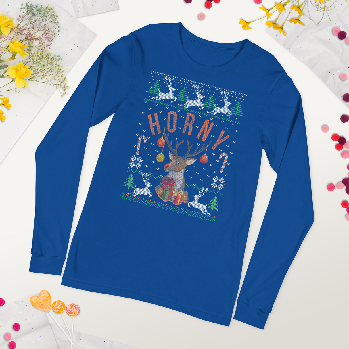 Horny (Ugly Christmas)-Christmas T-Shirts-Swish Embassy
