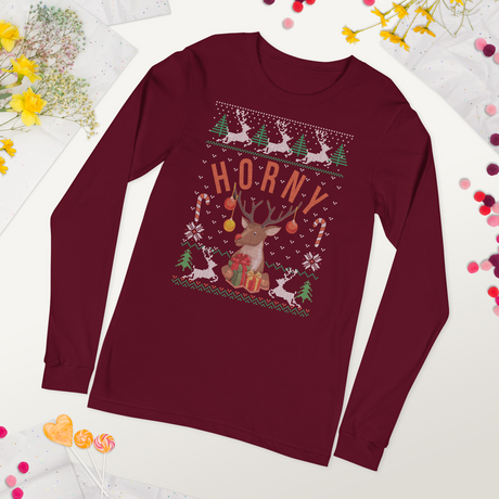 Horny (Ugly Christmas)-Ugly Christmas Apparel-Swish Embassy