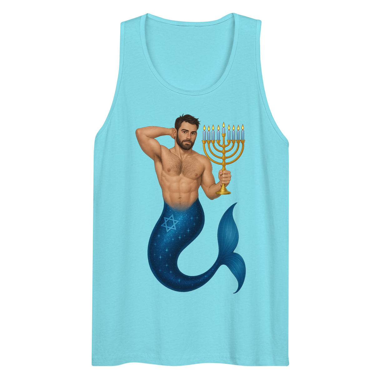 Mermenorah (Tank top)-Christmas Tank Tops-Swish Embassy