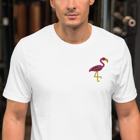 Pink Flamingo (Embroidered)-Embroidered T-Shirts-Swish Embassy