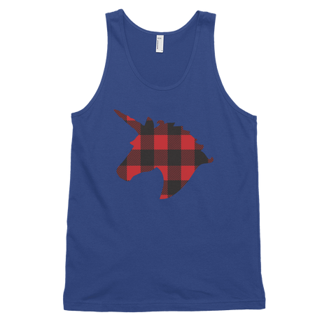 Plaid Unicorn (Tank Top)-Christmas Tank Tops-Swish Embassy