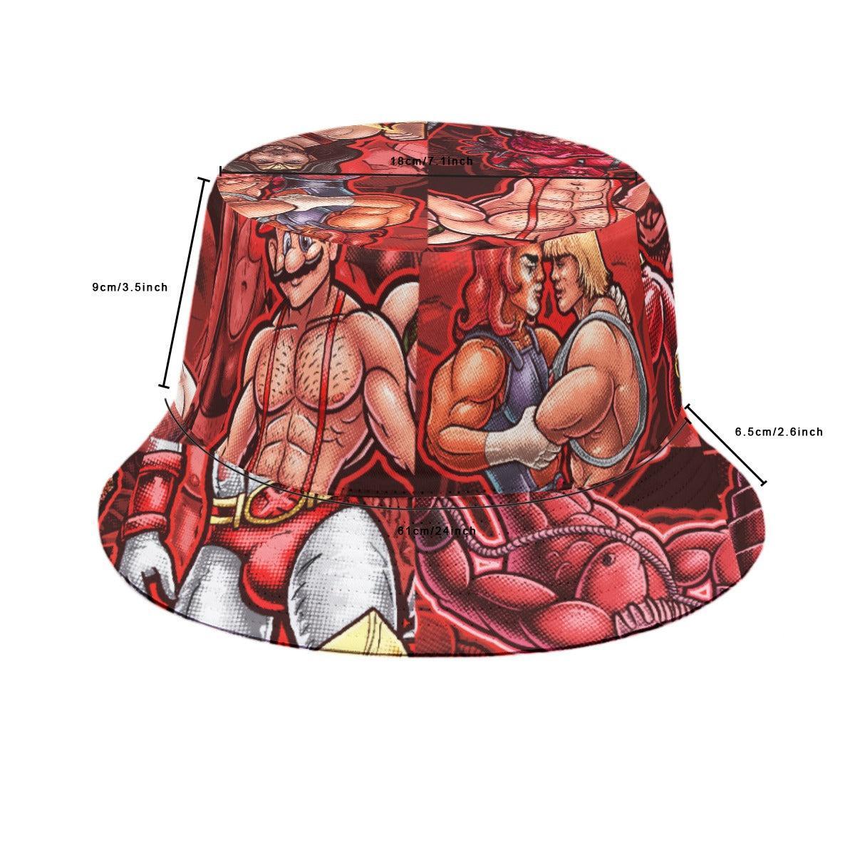 Pop Boys Red (Allover Bucket Hat)-Allover Bucket Hat-Swish Embassy