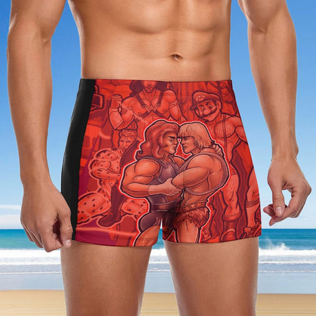 Pop Boys Red (Square Cut Trunks)-Square Cut Trunks-Swish Embassy