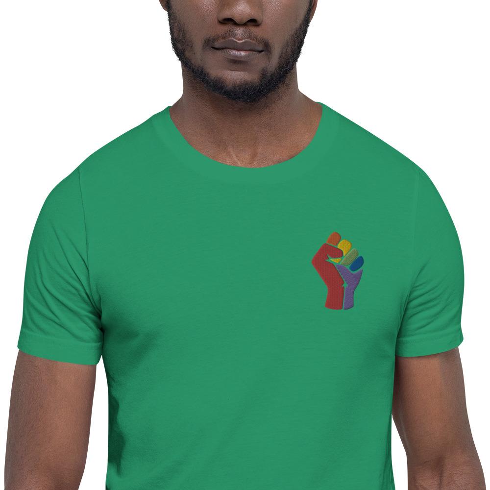 Rainbow Fist (Embroidered)-Embroidered T-Shirts-Swish Embassy