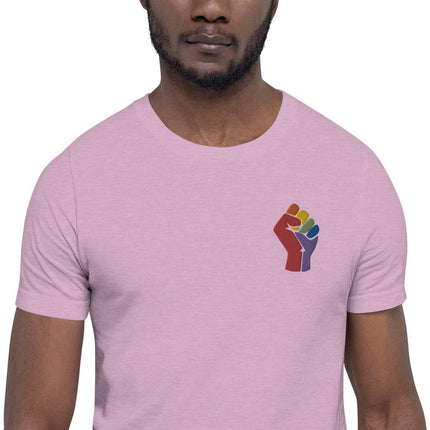 Rainbow Fist (Embroidered)-Embroidered T-Shirts-Swish Embassy