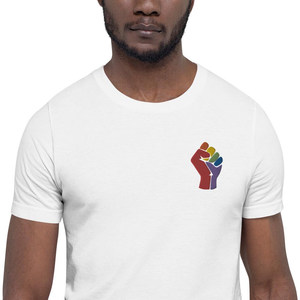 Rainbow Fist (Embroidered)-Embroidered T-Shirts-Swish Embassy