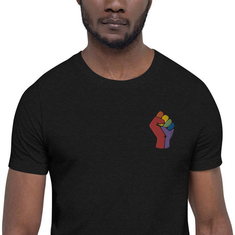 Rainbow Fist (Embroidered)-Embroidered T-Shirts-Swish Embassy