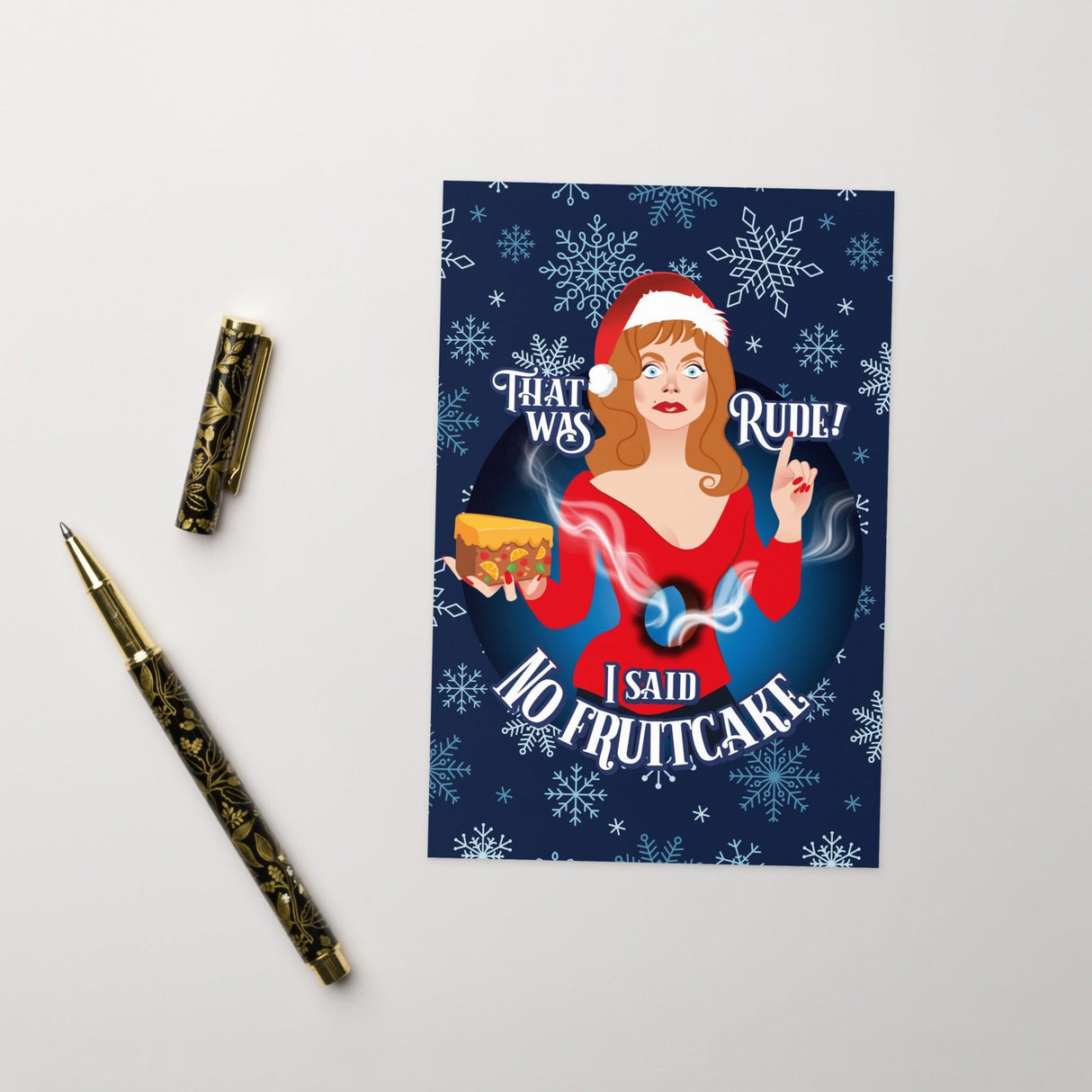 Rude Fruitcake (Christmas card)-Greeting Card-Swish Embassy