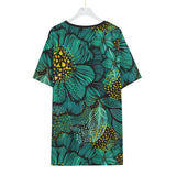 Turquoise Florals (Allover T-Shirt)-Allover T-Shirt-Swish Embassy