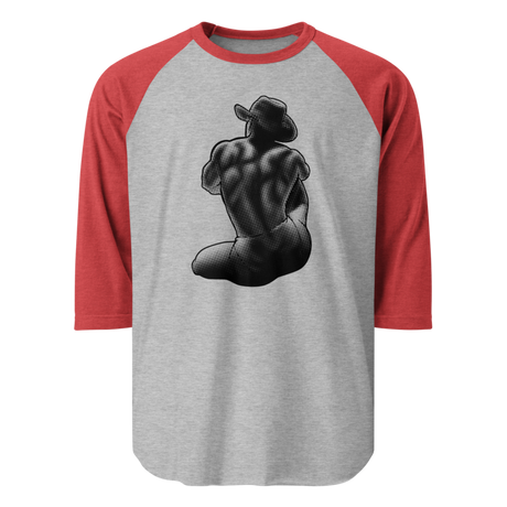 Bikini Cowboy (Raglan) - Heather Grey/Heather Red