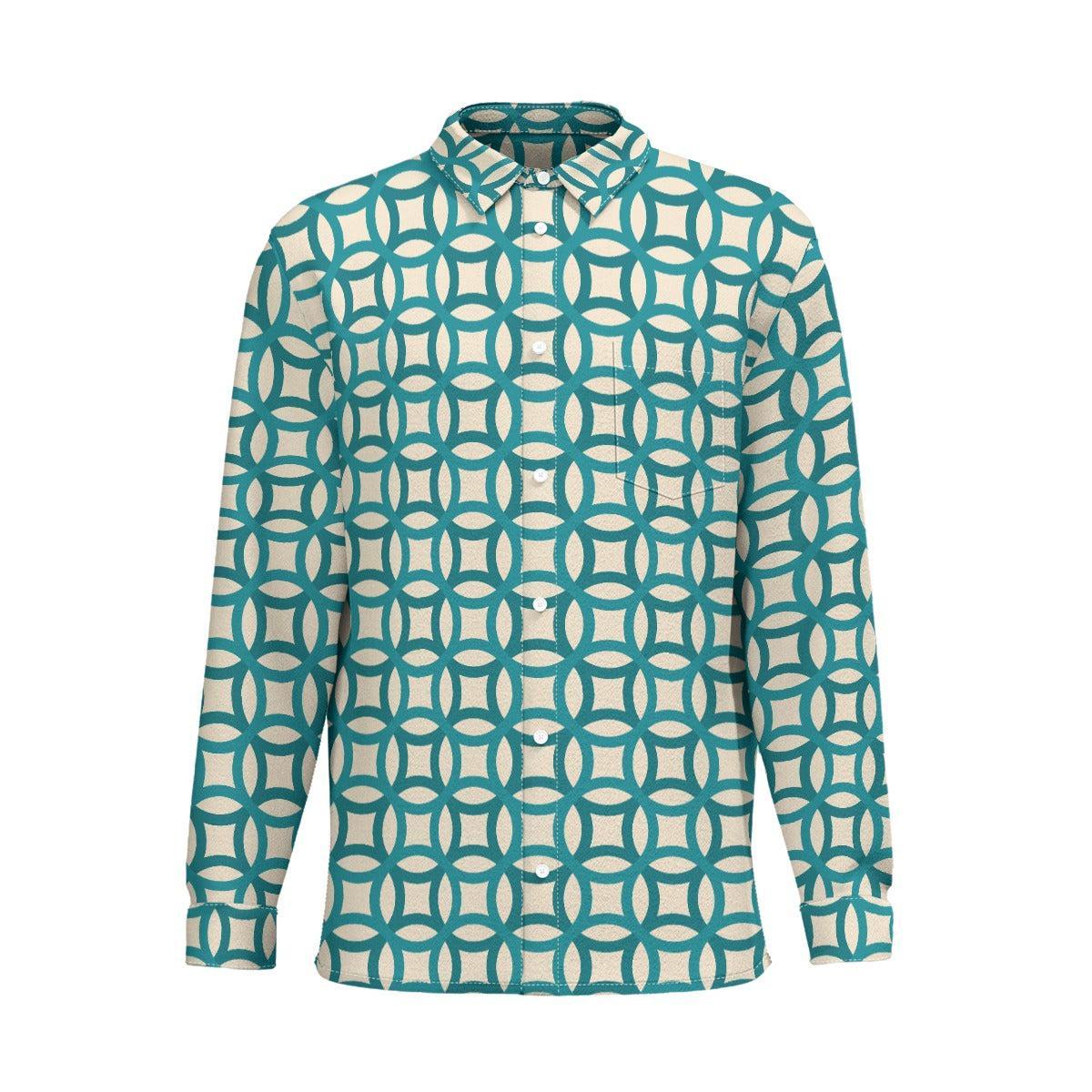 Circles (Cotton Long Sleeve Shirt)-Cotton Long Sleeve Button Shirt-Swish Embassy
