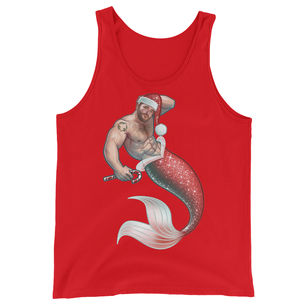 Merman Christmas (Tank Top)-Christmas Tank Tops-Swish Embassy