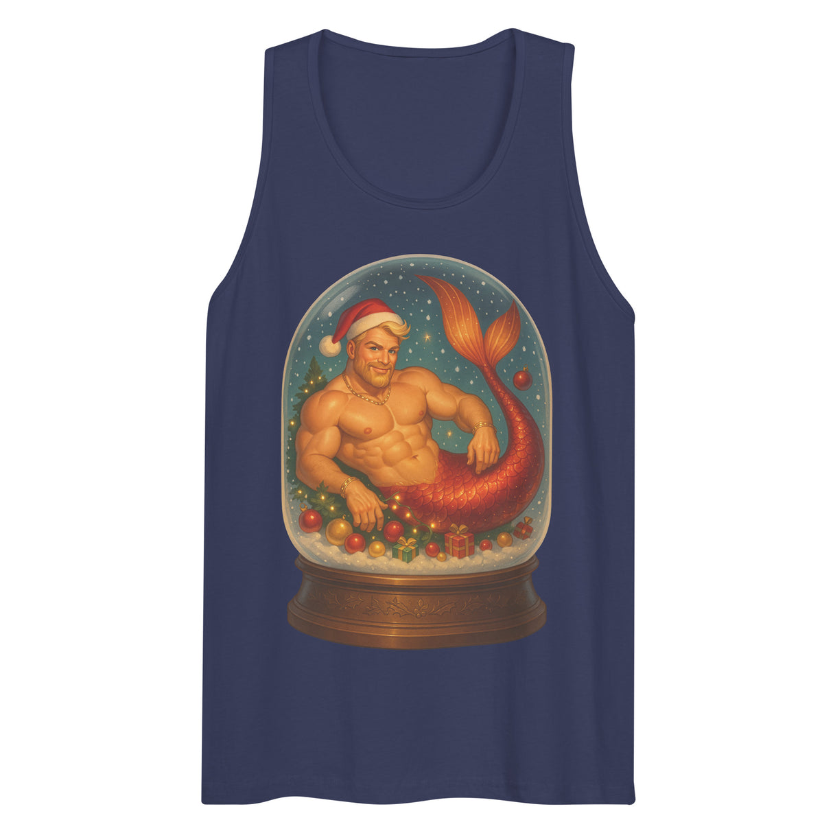 Merman in a Snow Globe (Tank top)-Christmas Tank Tops-Swish Embassy