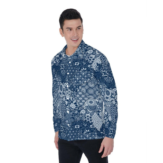 Patchwork Zen (Long Sleeve Button Shirt)-Long Sleeve Button Shirts-Swish Embassy
