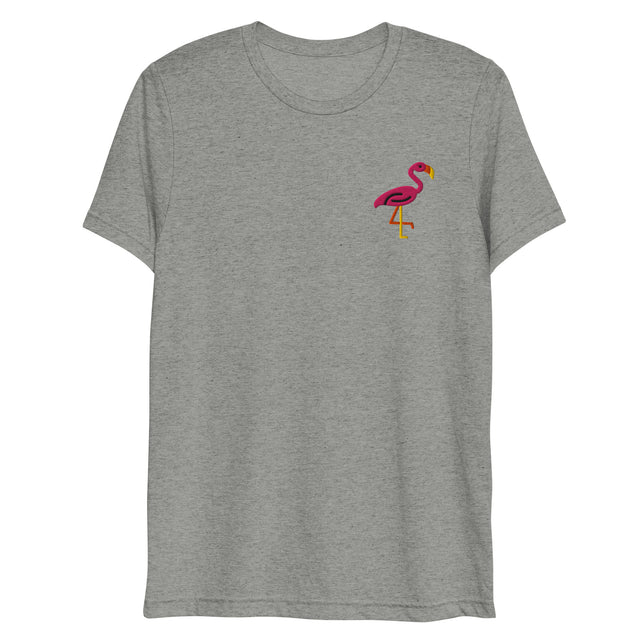 Pink Flamingo (Embroidered) (Triblend)-Triblend T-Shirt-Swish Embassy