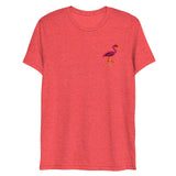 Pink Flamingo (Embroidered) (Triblend)-Triblend T-Shirt-Swish Embassy