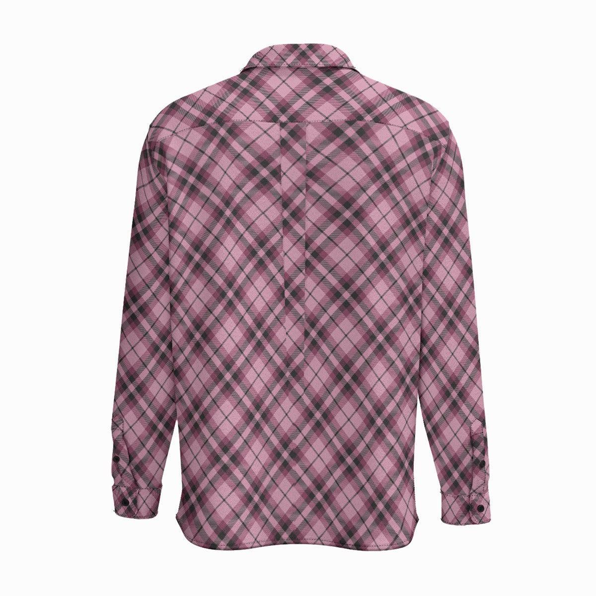 Pink Plaid (Cotton Long Sleeve Shirt)-Cotton Long Sleeve Button Shirt-Swish Embassy