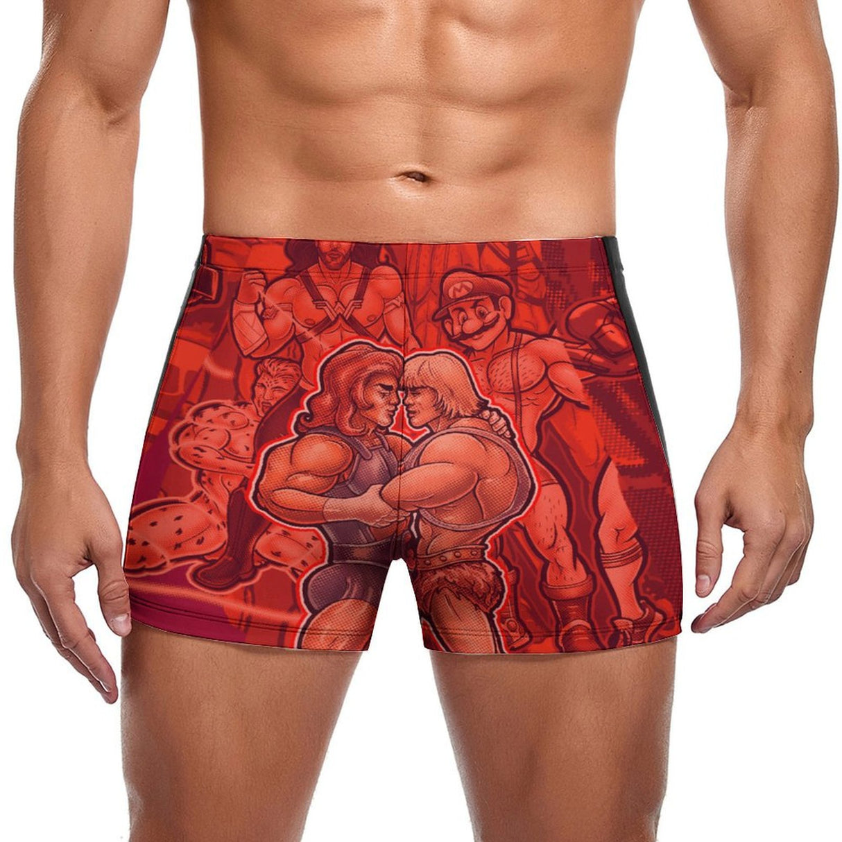 Pop Boys Red (Square Cut Trunks)-Square Cut Trunks-Swish Embassy