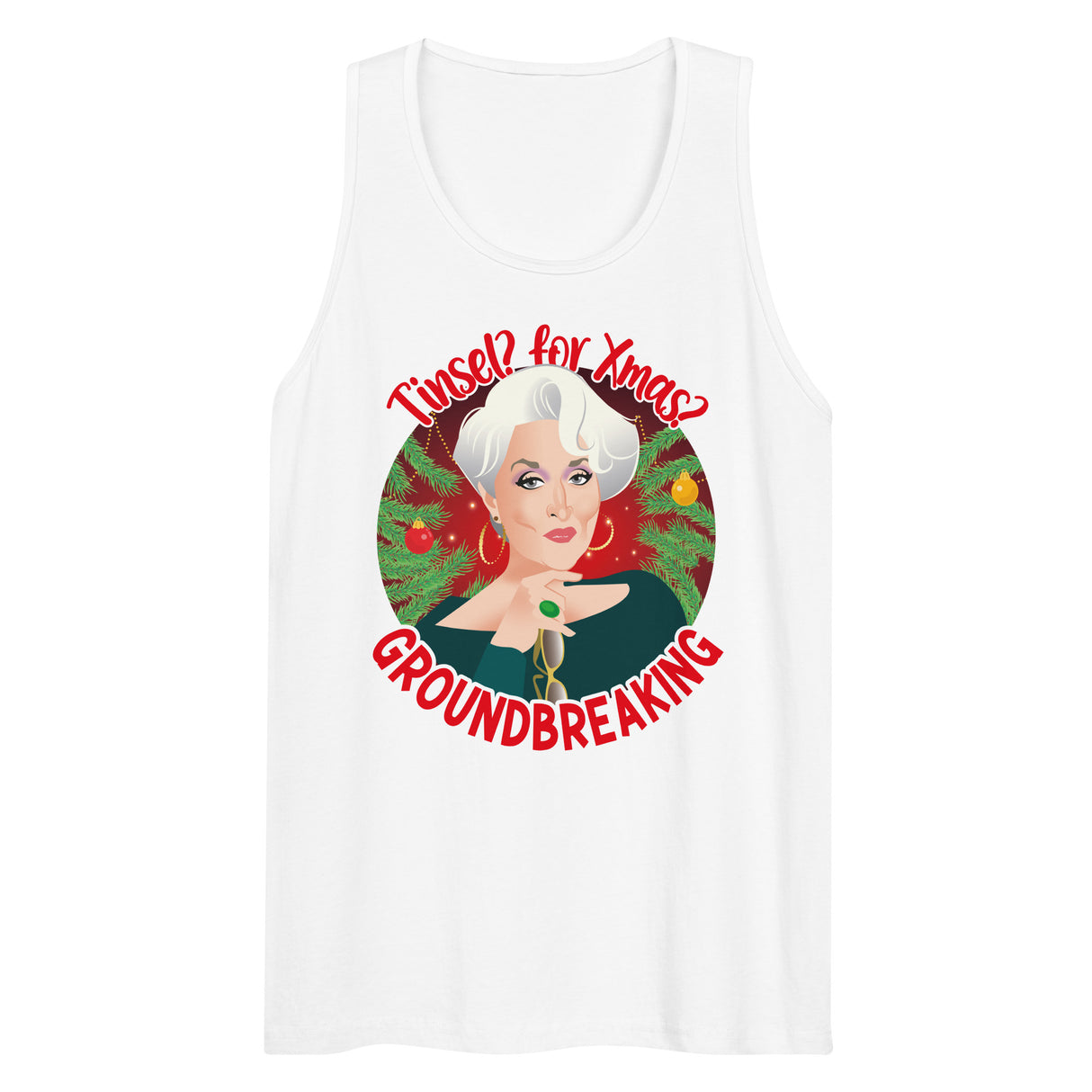 Tinsel for Xmas? Groundbreaking (Tank Top)-Christmas Tank Tops-Swish Embassy