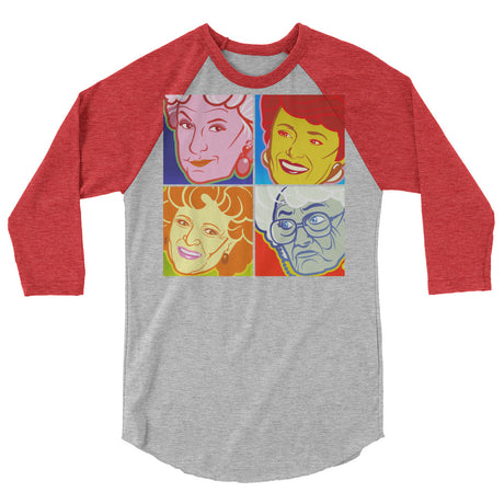 Pop Art Girls (Raglan) - Heather Grey/Heather Red