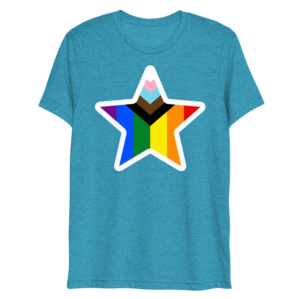 Stars and Progress (Triblend) - Aqua Triblend