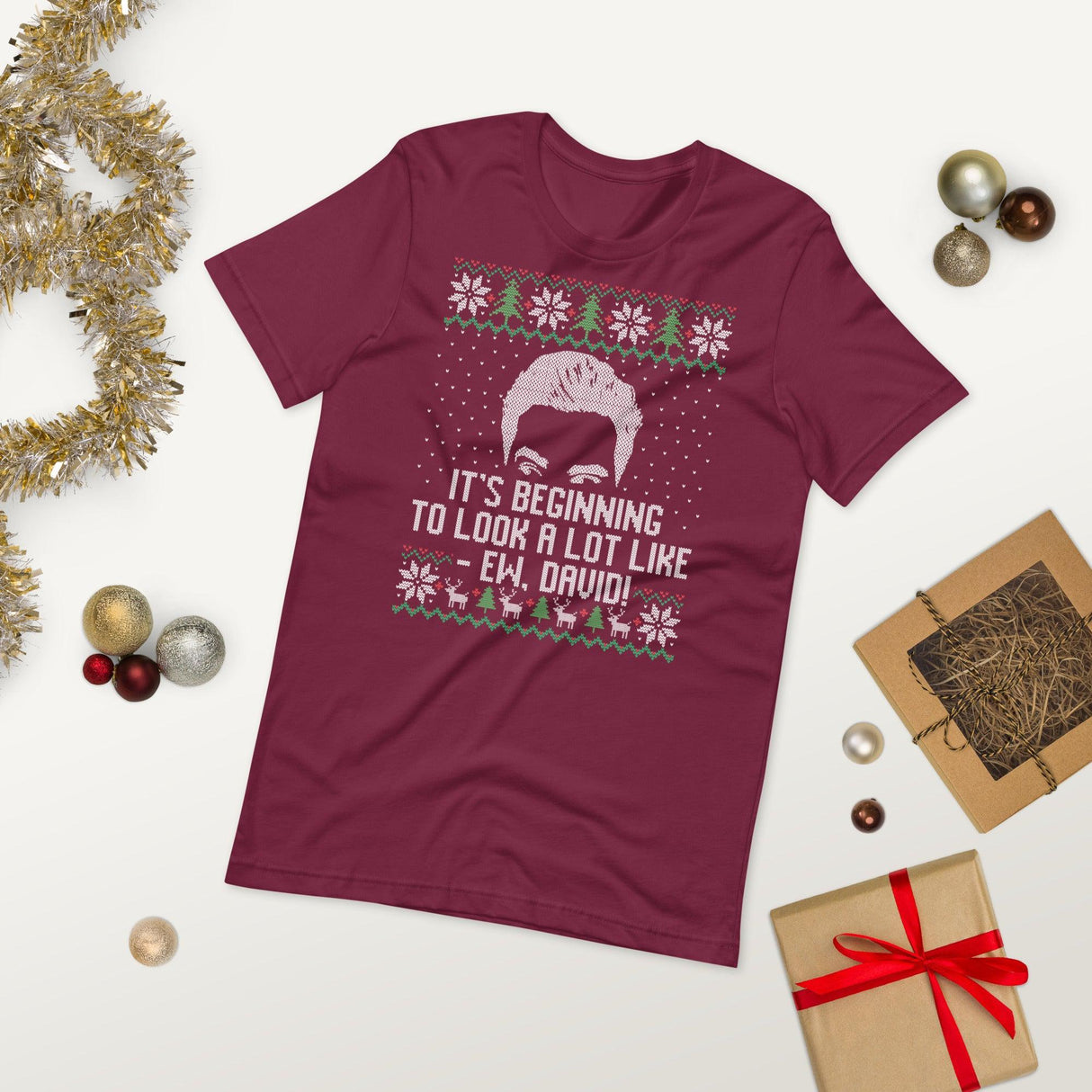 Ew David (Ugly Christmas)-T-Shirts-Swish Embassy