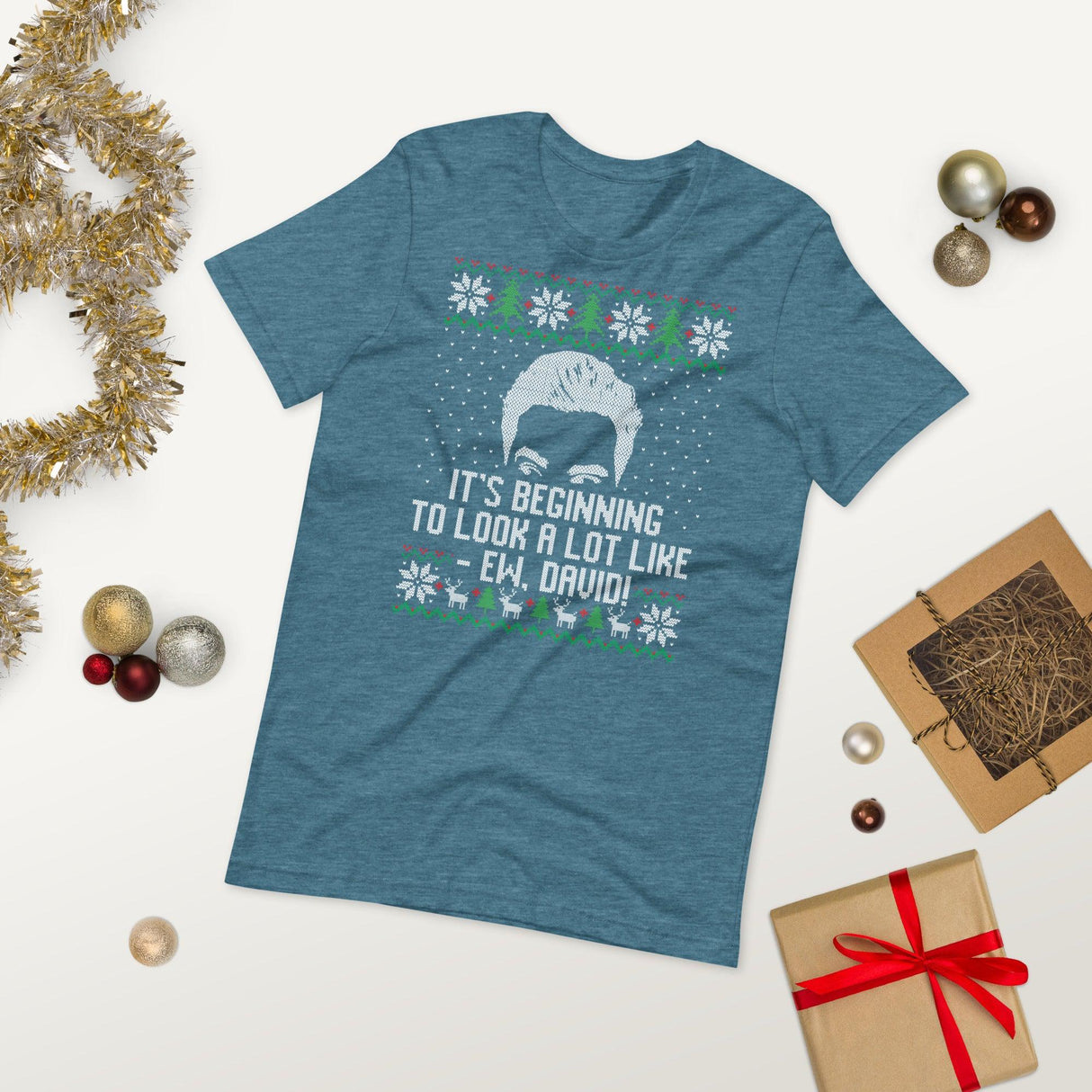 Ew David (Ugly Christmas)-T-Shirts-Swish Embassy