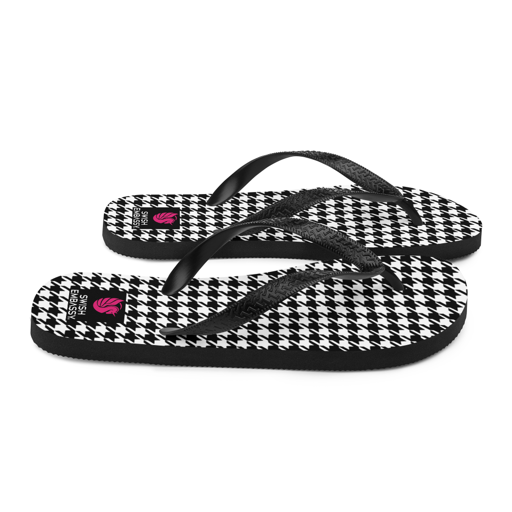 Houndstooth (Flip Flops)-Flip Flops-Swish Embassy