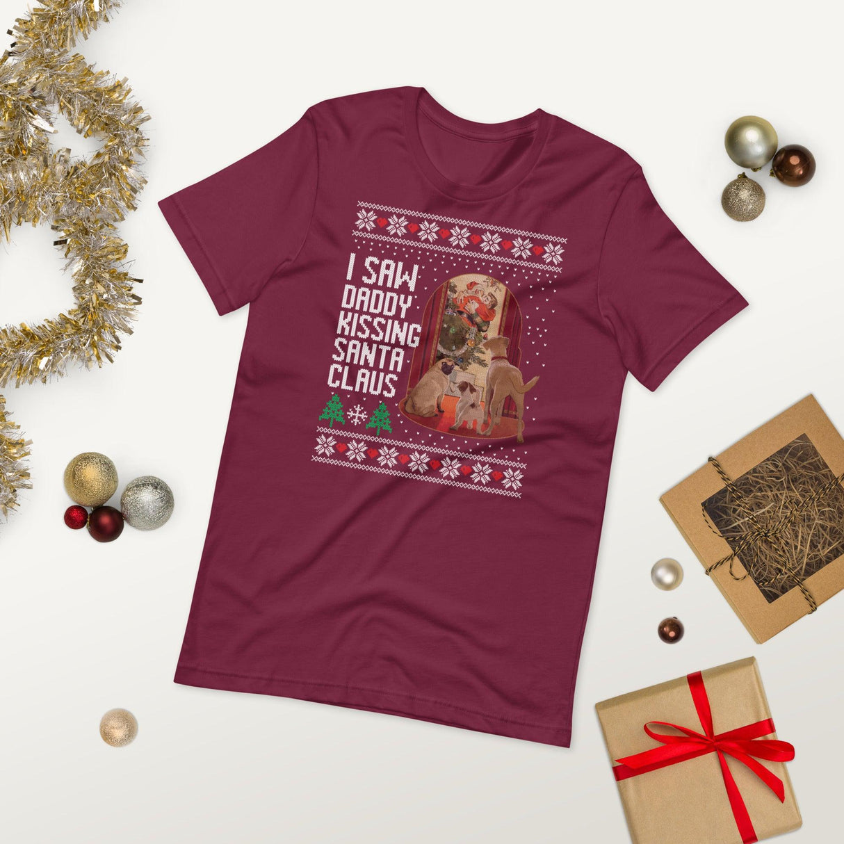 I Saw Daddy Kissing Santa Claus (Ugly Christmas)-T-Shirts-Swish Embassy