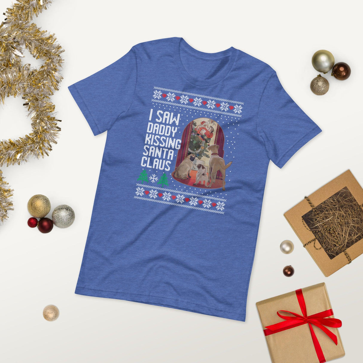 I Saw Daddy Kissing Santa Claus (Ugly Christmas)-T-Shirts-Swish Embassy
